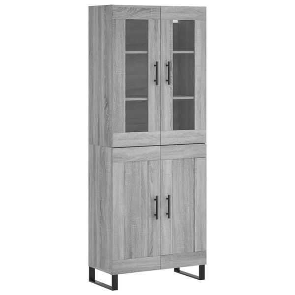 vidaXL Aparador alto madera contrachapada gris sonoma 69,5x34x180 cm