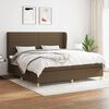 vidaXL Cama box spring con colch&oacute;n tela marr&oacute;n oscuro 200x200 cm