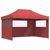vidaXL Tienda de fiesta plegable Pop-Up 3 paredes laterales burdeos
