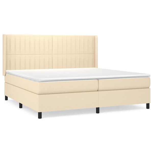 vidaXL Cama box spring con colch&oacute;n tela color crema 200x200 cm