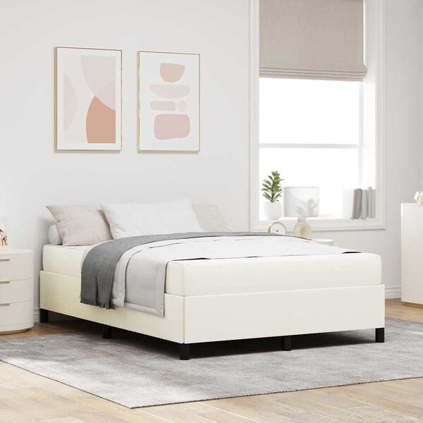 vidaXL Estructura de cama con colch&oacute;n Crema 160 x 200 cm tela