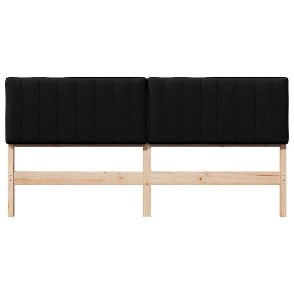 vidaXL Cabecero tapizado Marr&oacute;n y Negro 200 cm Madera de pino macizo