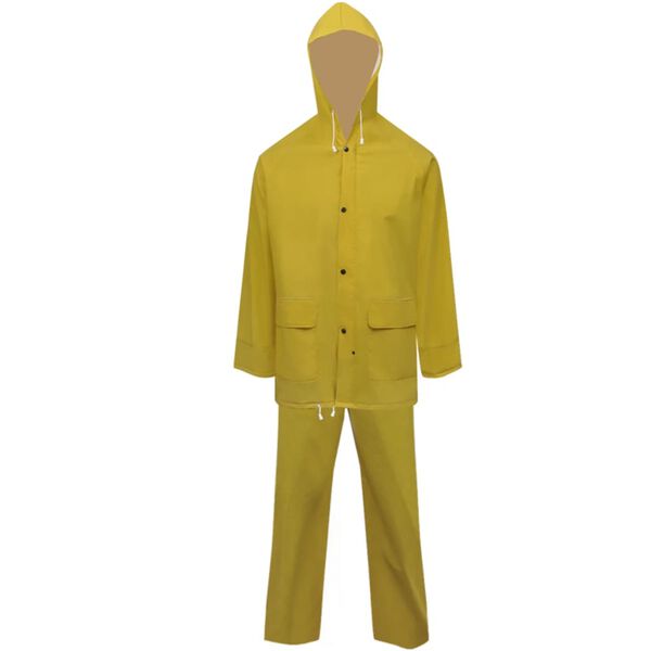 vidaXL Chubasquero impermeable reforzado capucha 2 pzas XL amarillo