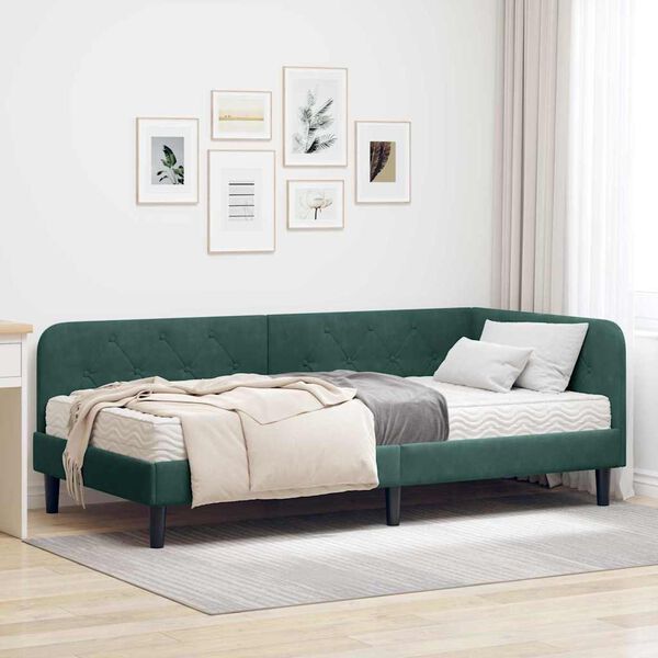 vidaXL Estructura de cama en esquina Verde oscuro 100 x 200 cm