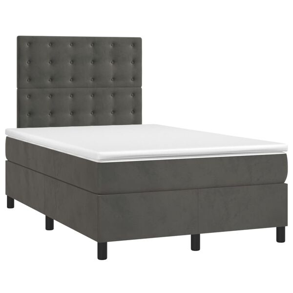 vidaXL Cama box spring con colch&oacute;n terciopelo gris oscuro 120x200 cm