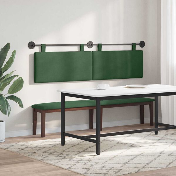 vidaXL Cabecera Colgante Liso Verde Selva 170 x 55 x 5 cm Tela de Pana