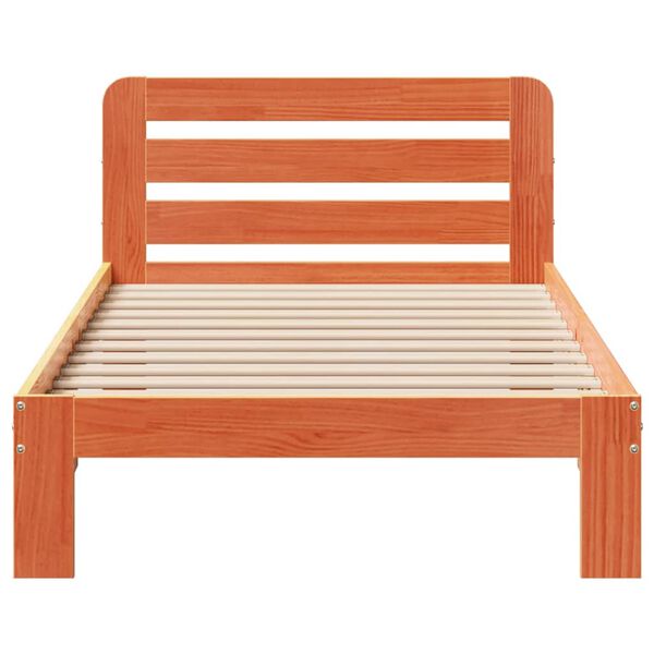 vidaXL Estructura de cama sin colchón madera maciza marrón 75x190 cm