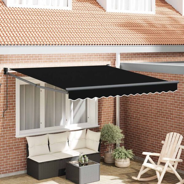 vidaXL Toldo Retr&aacute;ctil Manual Negro 350 x 250 cm Poli&eacute;ster y Aluminio