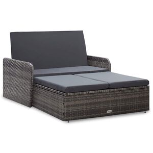 vidaXL Set de muebles de jard&iacute;n 2 pzas y cojines rat&aacute;n sint&eacute;tico gris