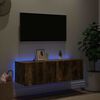 vidaXL Mueble de TV de pared con luces LED roble ahumado 100x35x31 cm