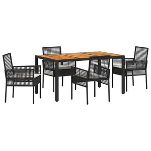 vidaXL Conjunto de Comedor de Jard&iacute;n 5 pcs Negro rat&aacute;n sint&eacute;tico