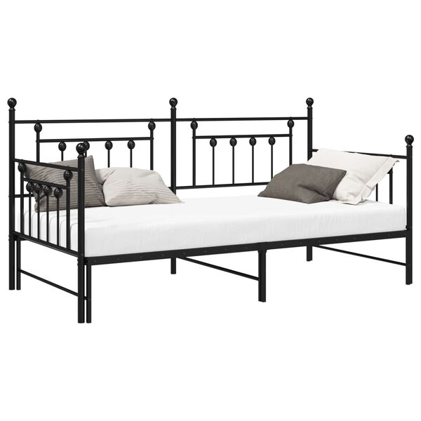 vidaXL Estructura de cama de d&iacute;a Negro 107 x 203 cm Acero