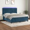 vidaXL Cama box spring colch&oacute;n y LED terciopelo azul oscuro 160x200 cm
