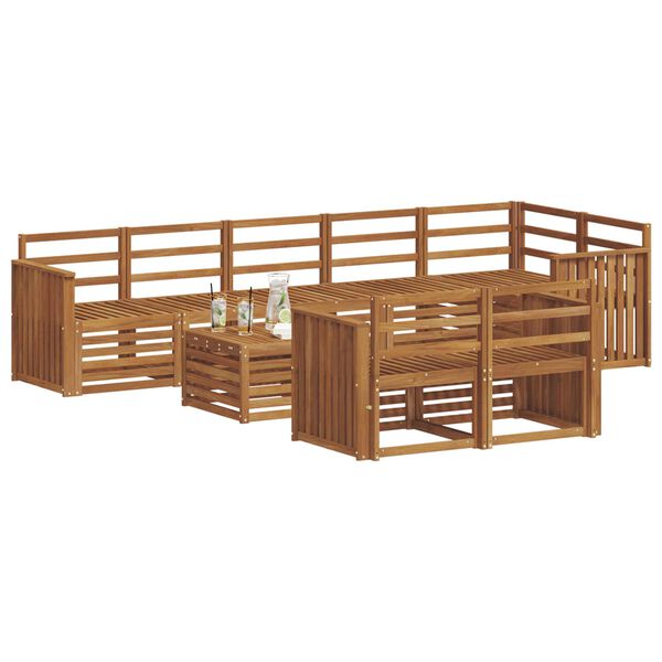 vidaXL Juegos de sof&aacute;s 9 pcs Natural Madera de Acacia S&oacute;lida