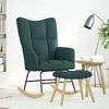 vidaXL Sillón mecedora con taburete tela verde oscuro