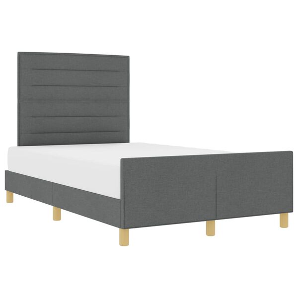 vidaXL Estructura de cama con cabecera Gris oscuro 140 x 200 cm tela