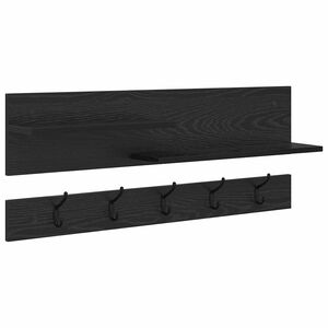 vidaXL Perchero de pared con estante Roble Negro 90 x 15 x 36 cm