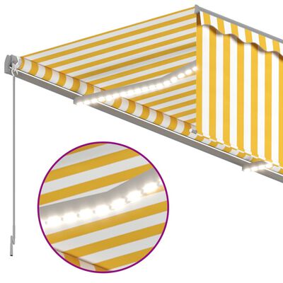 vidaXL Toldo automático persiana LED sensor de viento amarillo 4x3m