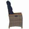 vidaXL Silla de jard&iacute;n reclinable Gris y azul marino rat&aacute;n sint&eacute;tico