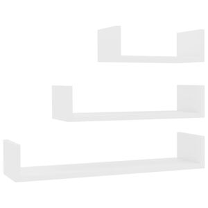 vidaXL Estante de pared 3 piezas madera contrachapada blanco