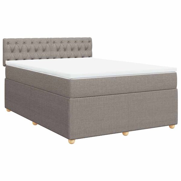 vidaXL Cama box spring con colch&oacute;n tela gris taupe 160x200 cm