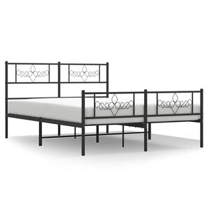 vidaXL Estructura cama sin colch&oacute;n con estribo metal negro 150x200 cm