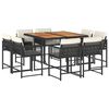 vidaXL Set de comedor de jard&iacute;n 9 pzas y cojines rat&aacute;n sint&eacute;tico negro