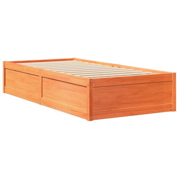 vidaXL Estructura de cama sin colch&oacute;n madera maciza marr&oacute;n 90x190 cm