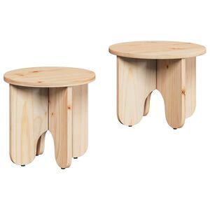 vidaXL Mesa de Caf&eacute; 2 pcs Natural Madera maciza de Pino