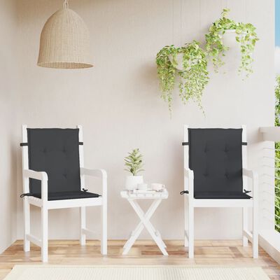 vidaXL Cojín de silla de jardín respaldo bajo 2 uds tela Oxford negro