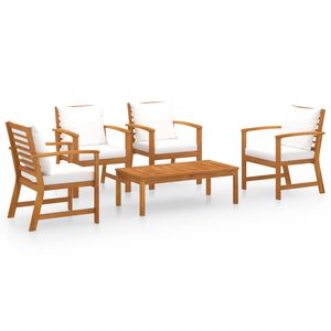 vidaXL Muebles de jard&iacute;n 5 piezas cojines madera maciza de acacia