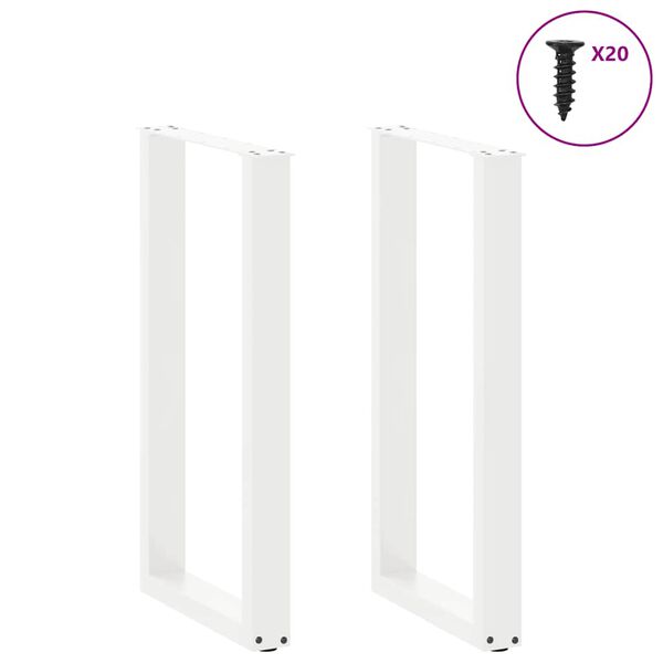 vidaXL Patas para mesa de bar en forma de U (2 unidades), color blanco, 40 x (90-91) cm, acero