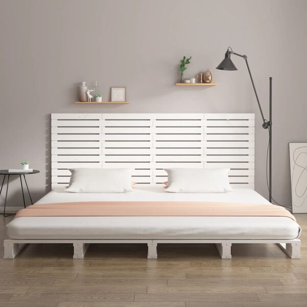 vidaXL Cabecero cama de pared madera maciza pino blanco 186x3x91,5 cm