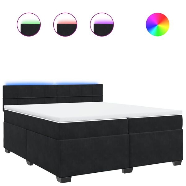 vidaXL Cama box spring con colch&oacute;n terciopelo negro 200x200 cm