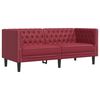 vidaXL Juego de sof&aacute;s Chesterfield 3 piezas cuero sint&eacute;tico rojo tinto