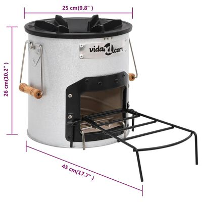 Helloshop26 Poêle à Bois de Camping argenté 45,5 x 33 x 25,5cm Acier Inoxydable 02_0005964
