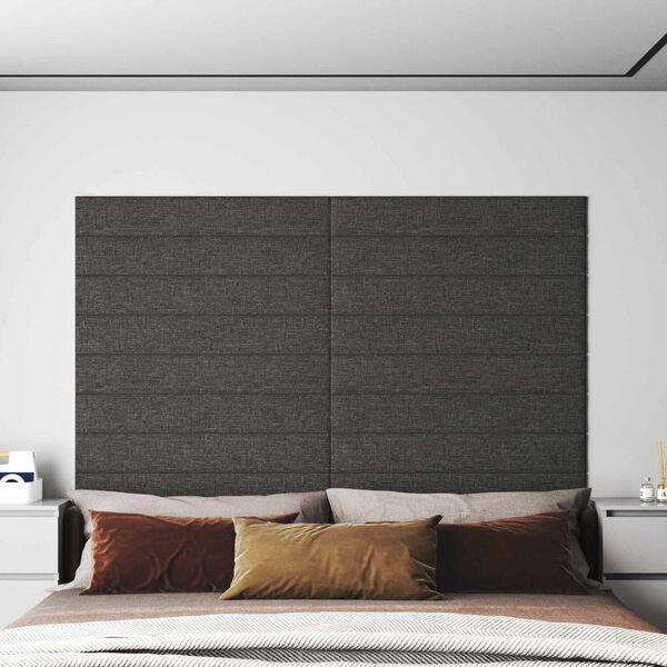 vidaXL Cabecero de Pared 12 pcs Gris oscuro 90 x 15 cm tela