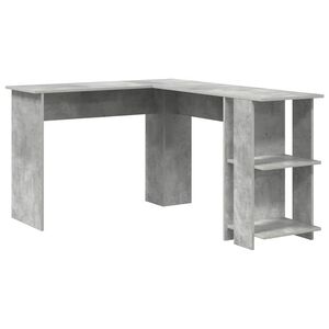 vidaXL Escritorio de Esquina Gris Concreto Madera de ingenier&iacute;a