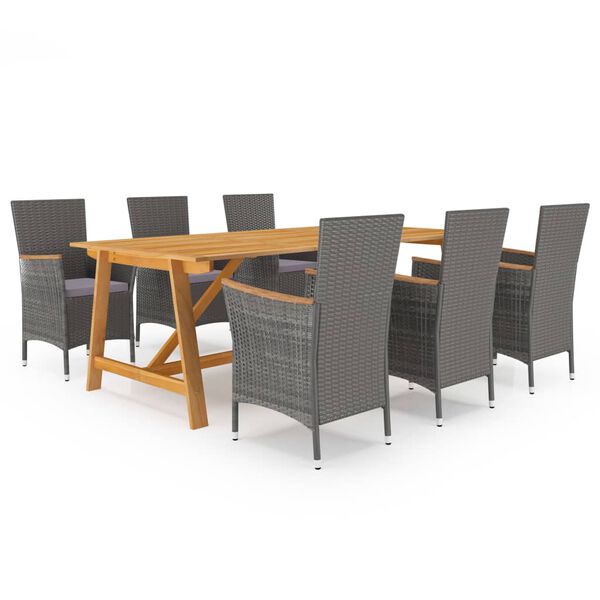vidaXL Juego de comedor de jard&iacute;n de 7 piezas gris