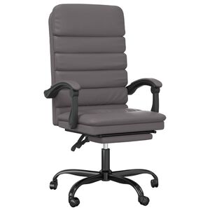 vidaXL Silla de oficina reclinable masaje cuero sint&eacute;tico gris