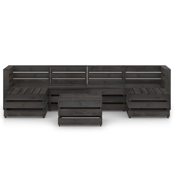 vidaXL Set de muebles de jard&iacute;n 7 pzas madera de pino impregnada gris