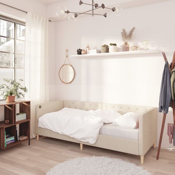 vidaXL Sof&aacute; cama USB de tela color crema 90x200 cm