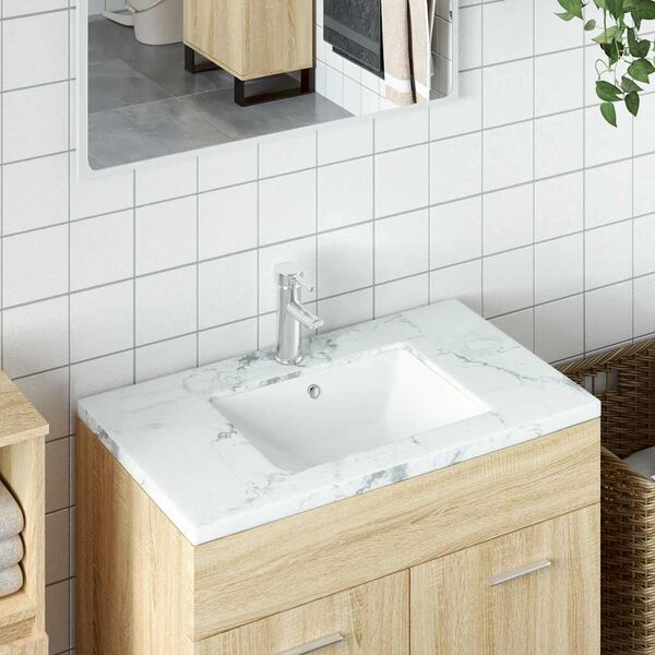 vidaXL Lavabo de ba&ntilde;o rectangular cer&aacute;mica blanco 52x38,5x19,5 cm