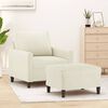vidaXL Sillón con taburete terciopelo crema 60 cm