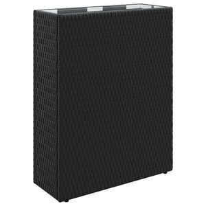 vidaXL Macetero Alto Negro 55 x 22 x 70 cm rat&aacute;n sint&eacute;tico