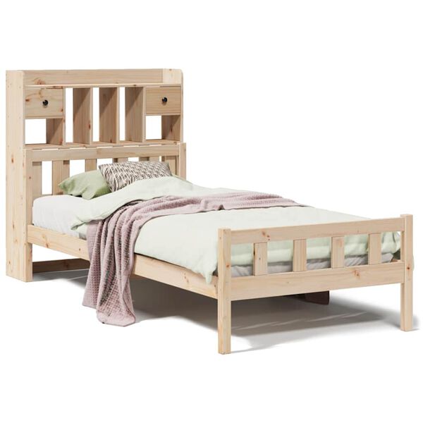 vidaXL Cama con estantería sin colchón madera maciza de pino 90x190 cm