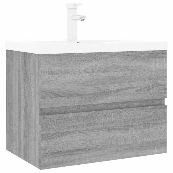 vidaXL Mueble de ba&ntilde;o con lavabo madera contrachapada gris Sonoma