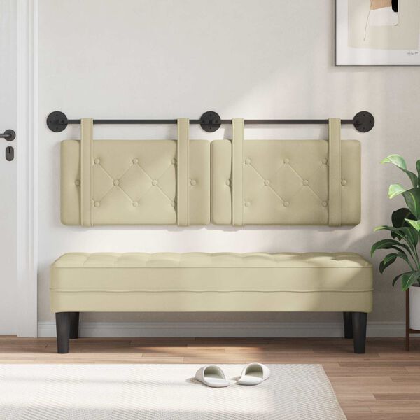 vidaXL Cabecera Colgante Crema 130 x 55 x 5 cm Cuero sint&eacute;tico