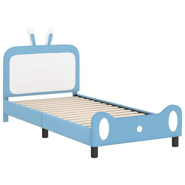 vidaXL Cama para ni&ntilde;os con cabecero con cabecera Azul 90 x 190 cm PU