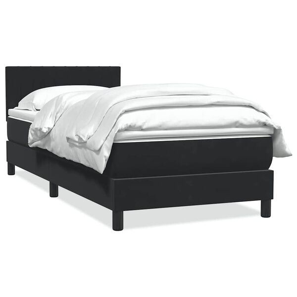 vidaXL Cama box spring con colch&oacute;n cuero sint&eacute;tico negro 80x220 cm